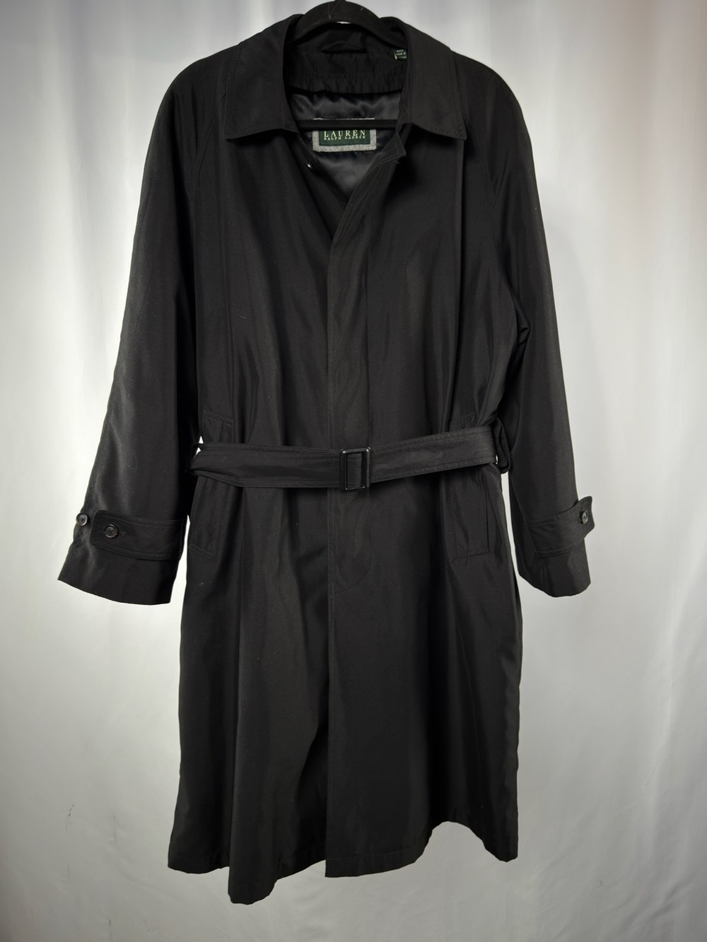 Ralph Lauren Water Resistent Zip Out Liner Belted Trench Coat in Black Size 42S
